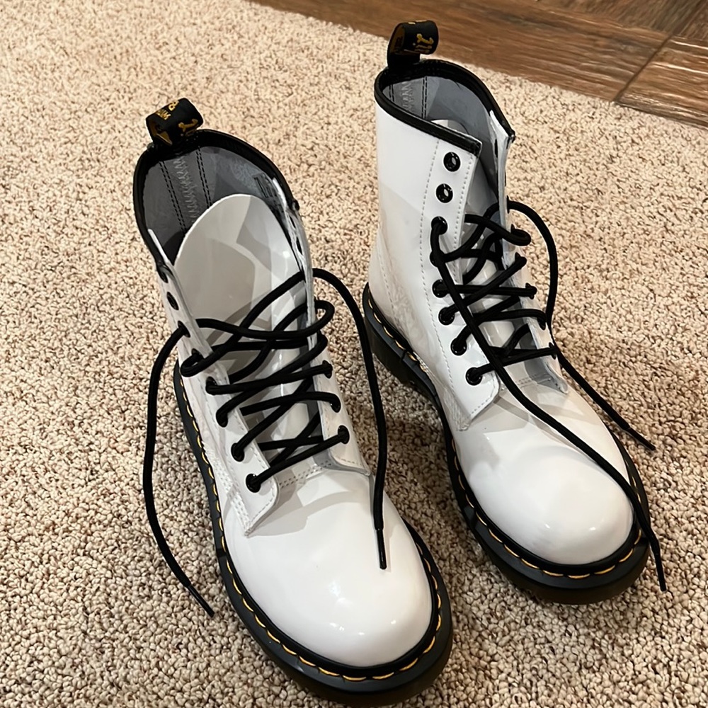 Doc Marten white tall boots